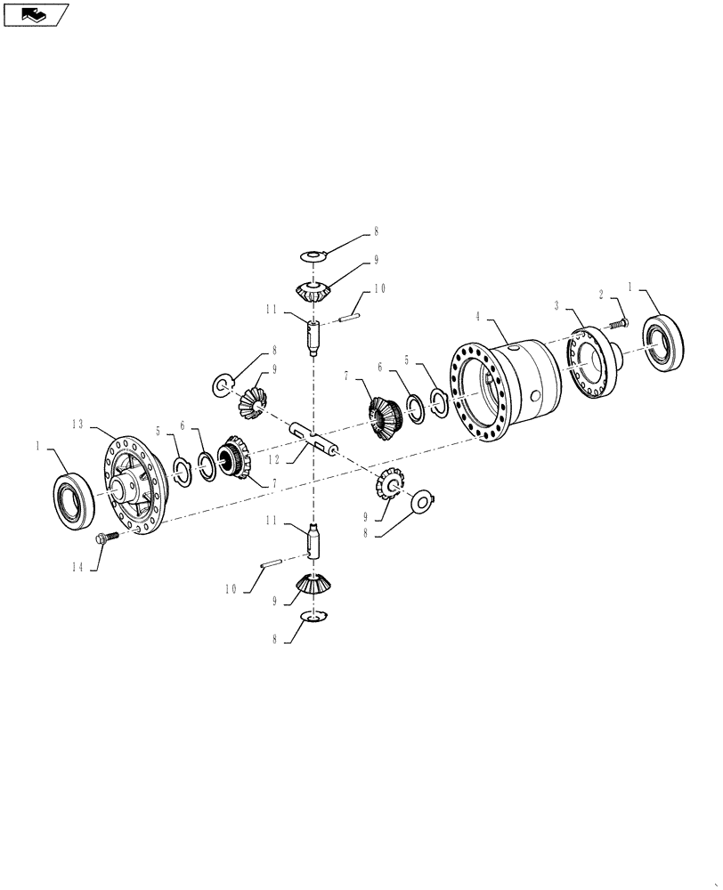 Схема запчастей Case 821F - (27.100.AB[05]) - REAR DIFFERENTIAL ASSEMBLY, DIFFERENTIAL LOCK (27) - REAR AXLE SYSTEM