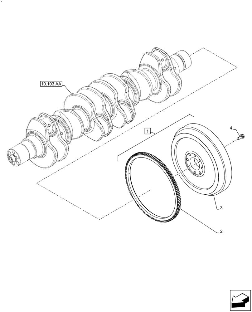 Схема запчастей Case F4HFE413C A002 - (10.103.AH) - ENGINE FLYWHEEL (10) - ENGINE