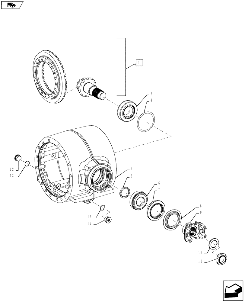 Схема запчастей Case 821F - (25.102.AC[02]) - FRONT AXLE DIFFERENTIAL CARRIER, LOCKING (25) - FRONT AXLE SYSTEM