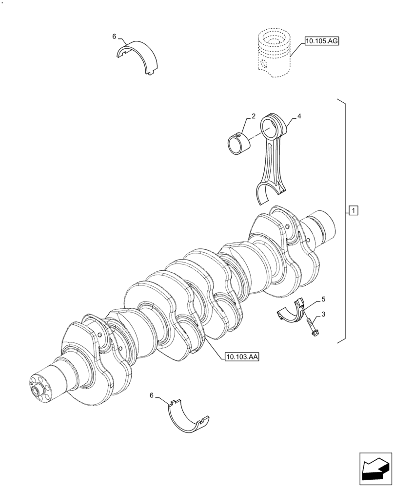 Схема запчастей Case F4HFE413E A002 - (10.105.AB) - CONNECTING ROD & PISTON (10) - ENGINE