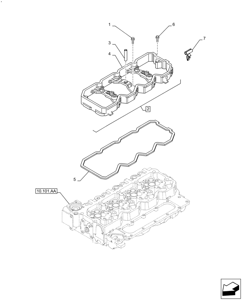 Схема запчастей Case F4HFE413C A002 - (10.106.AO[02]) - ROCKER ARM, HOUSING & COVERS (10) - ENGINE