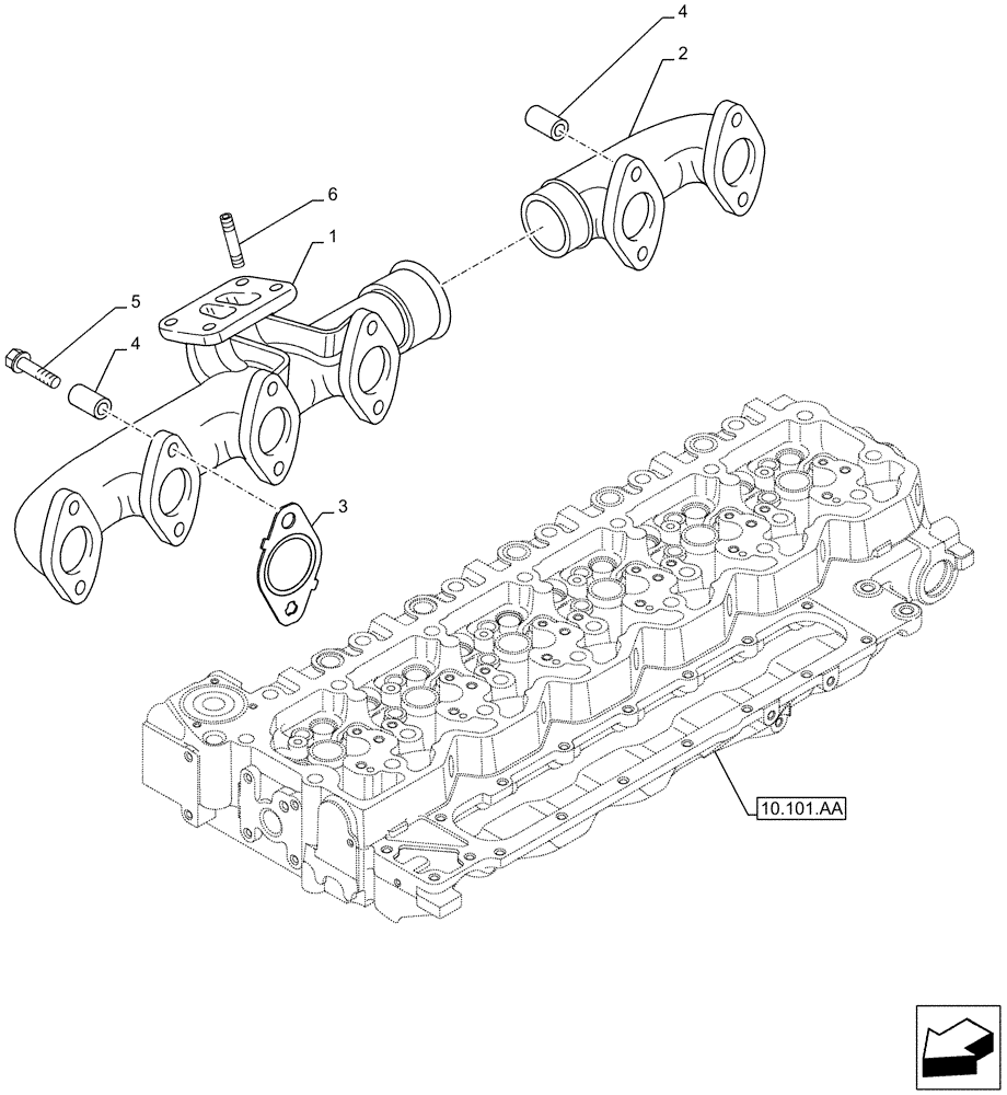 Схема запчастей Case F4HFA613L E001 - (10.254.AC) - EXHAUST MANIFOLD (10) - ENGINE