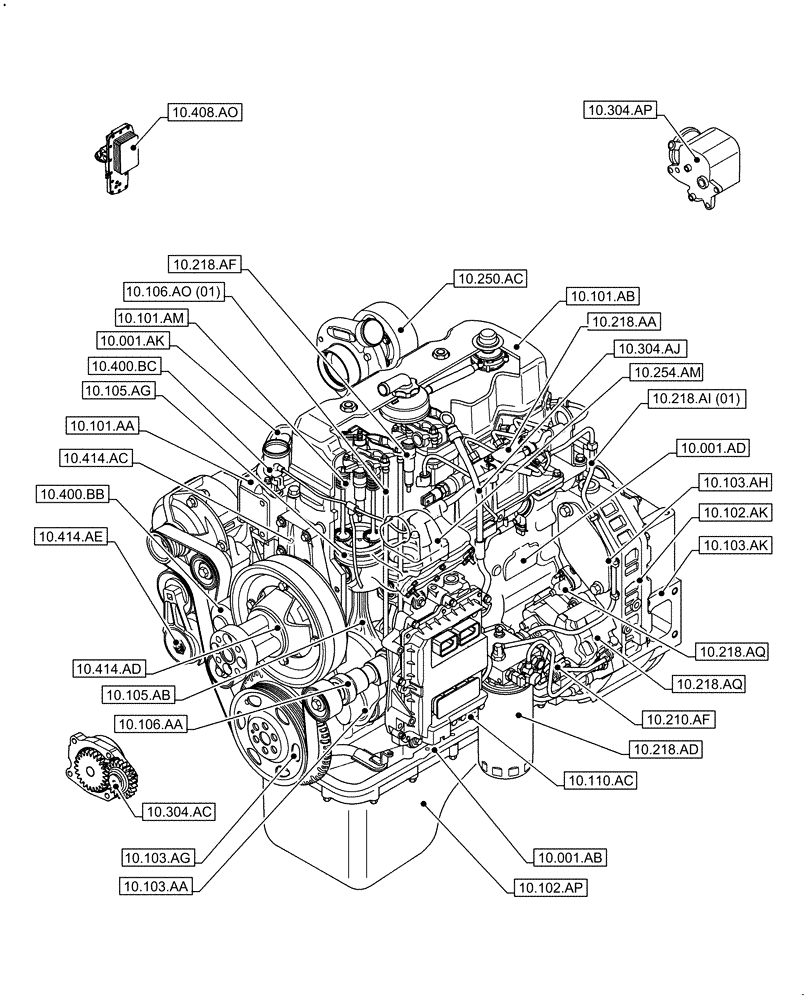 Схема запчастей Case F4HFE413E A002 - (00.000.10) - PICTORIAL INDEX - ENGINE (00) - GENERAL & PICTORIAL INDEX