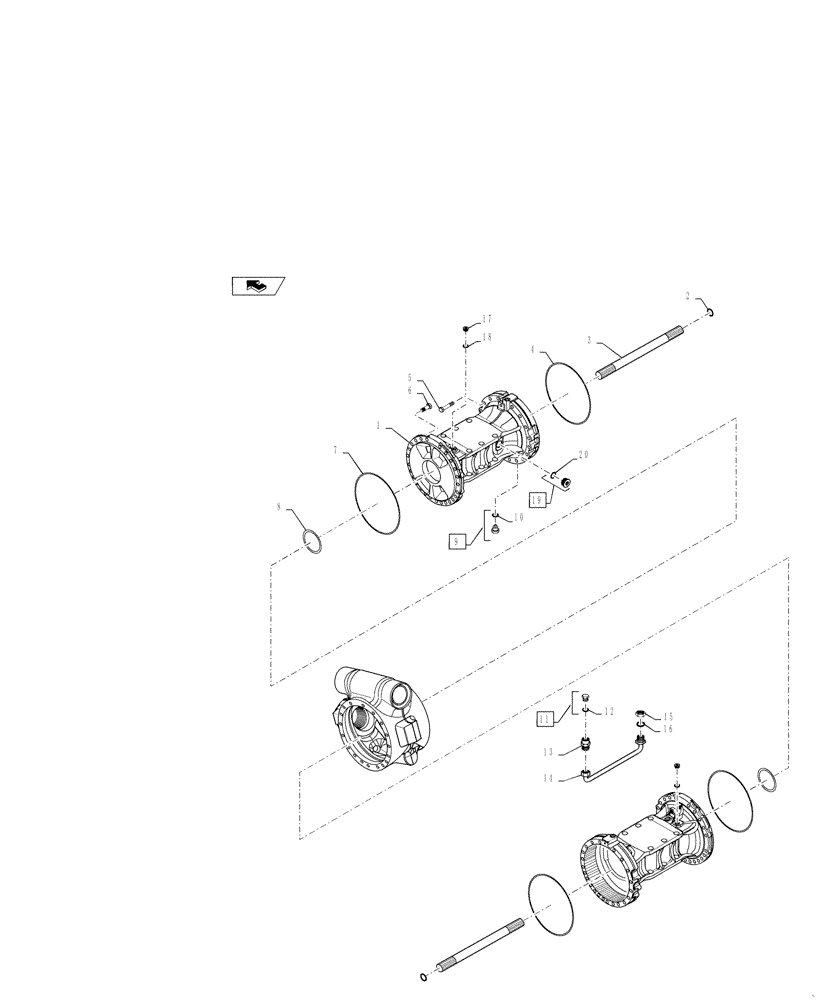 Схема запчастей Case 921F - (25.100.AD[03]) - FRONT AXLE HOUSING, DIFFERENTIAL LOCKING (25) - FRONT AXLE SYSTEM