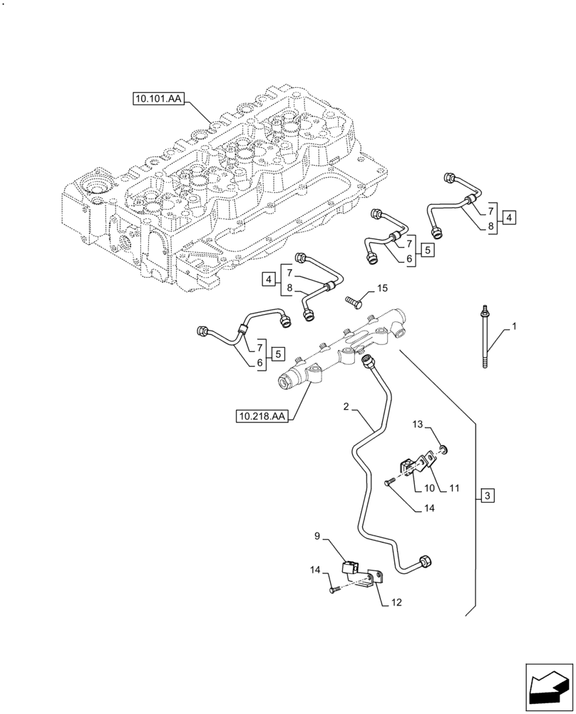 Схема запчастей Case F4HFE413E A002 - (10.218.AI[02]) - INJECTION PIPE (10) - ENGINE