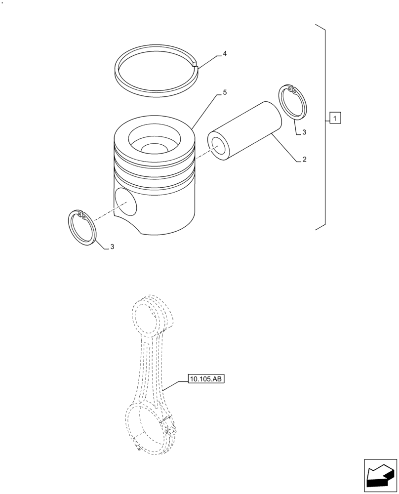 Схема запчастей Case F4HFE413C A002 - (10.105.AG) - PISTON (10) - ENGINE