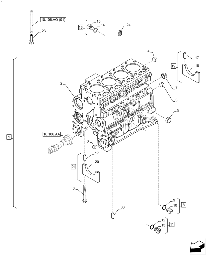 Схема запчастей Case F4HFE413C A002 - (10.001.AB) - CRANKCASE (10) - ENGINE