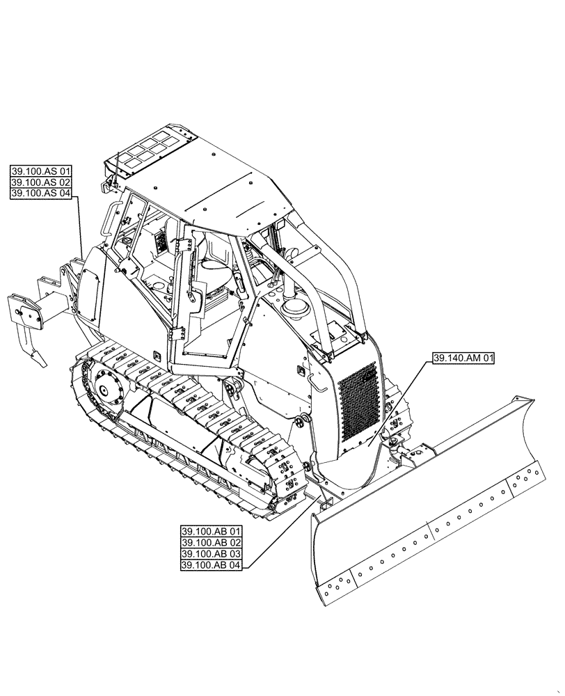 Схема запчастей Case 1150M LT - (39.000.00[01]) - PICTORIAL INDEX - FRAME (39) - FRAMES AND BALLASTING