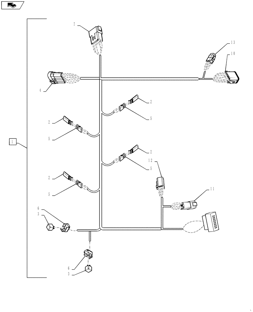 Схема запчастей Case 1021F - (55.100.05[01]) - JOYSTICK HARNESS (55) - ELECTRICAL SYSTEMS