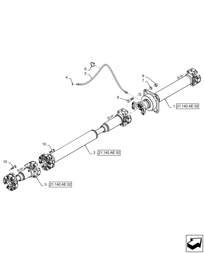 Схема запчастей Case 921F - (21.140.AE[01]) - DRIVE SHAFT INSTALLATION (21) - TRANSMISSION