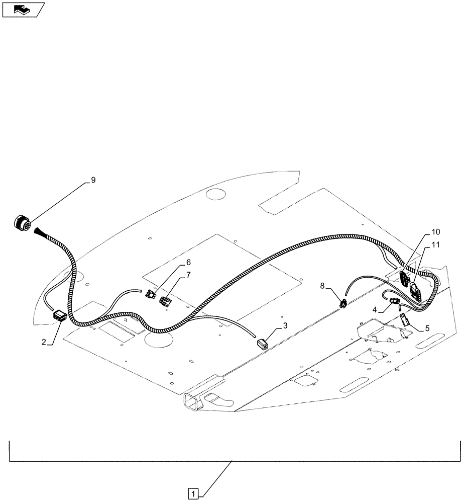 Схема запчастей Case 821F - (55.510.BP[01]) - CAB BOTTOM HARNESS ASSEMBLY (55) - ELECTRICAL SYSTEMS