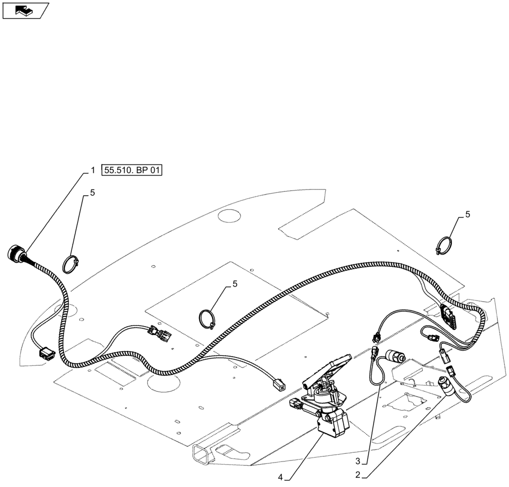 Схема запчастей Case 921F - (55.510.BP) - CAB BOTTOM HARNESS INSTALLATION (55) - ELECTRICAL SYSTEMS