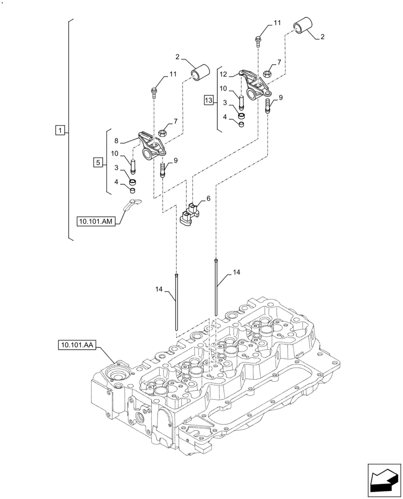 Схема запчастей Case F4HFE413E A002 - (10.106.AO[01]) - ROCKER ARM (10) - ENGINE