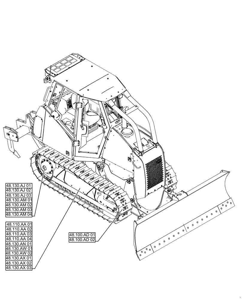 Схема запчастей Case 1650M XLT - (48.000.00[01]) - PICTORIAL INDEX - SUSPENSION AND TRACKS (48) - TRACKS & TRACK SUSPENSION
