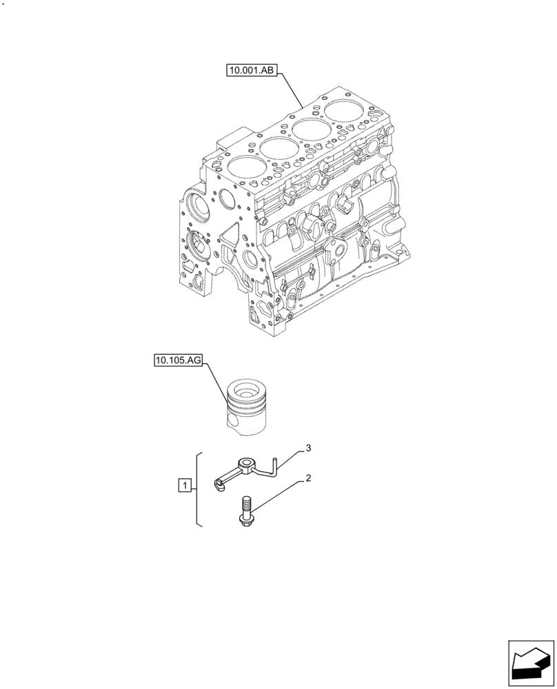 Схема запчастей Case F4HFE413C A002 - (10.304.AR) - PISTON COOLING NOZZLE (10) - ENGINE