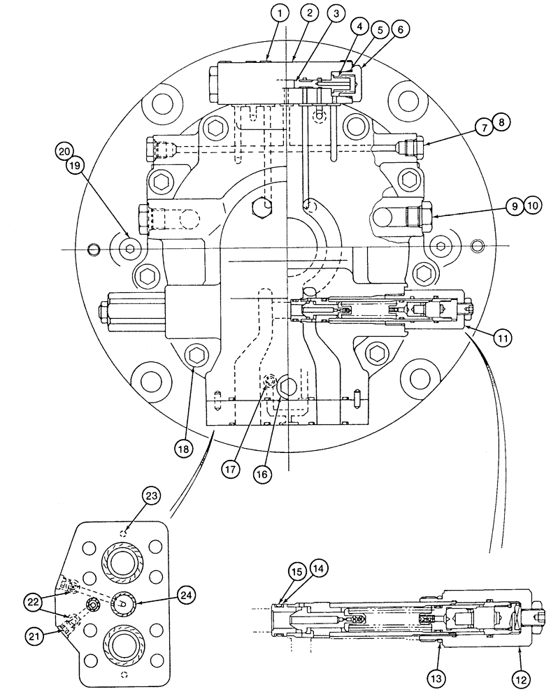 Схема запчастей Case 9060 - (6-10) - 151837A1 TRACK DRIVE MOTOR, COVER AND VALVES (06) - POWER TRAIN