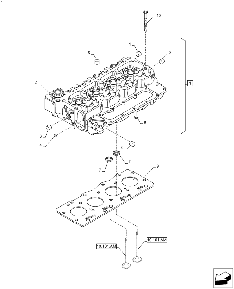 Схема запчастей Case F4HFE413E A002 - (10.101.AA) - CYLINDER HEAD (10) - ENGINE