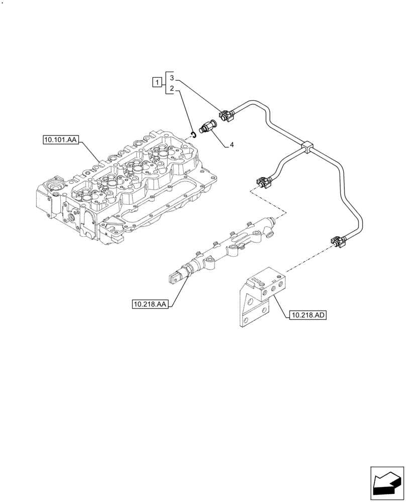 Схема запчастей Case F4HFE413E A002 - (10.210.AF) - FUEL LINE (10) - ENGINE