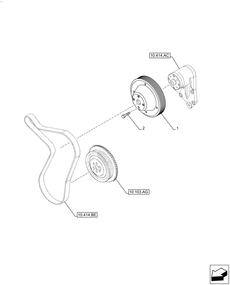 Схема запчастей Case F4HFE413E A002 - (10.414.AD) - FAN, PULLEY (10) - ENGINE