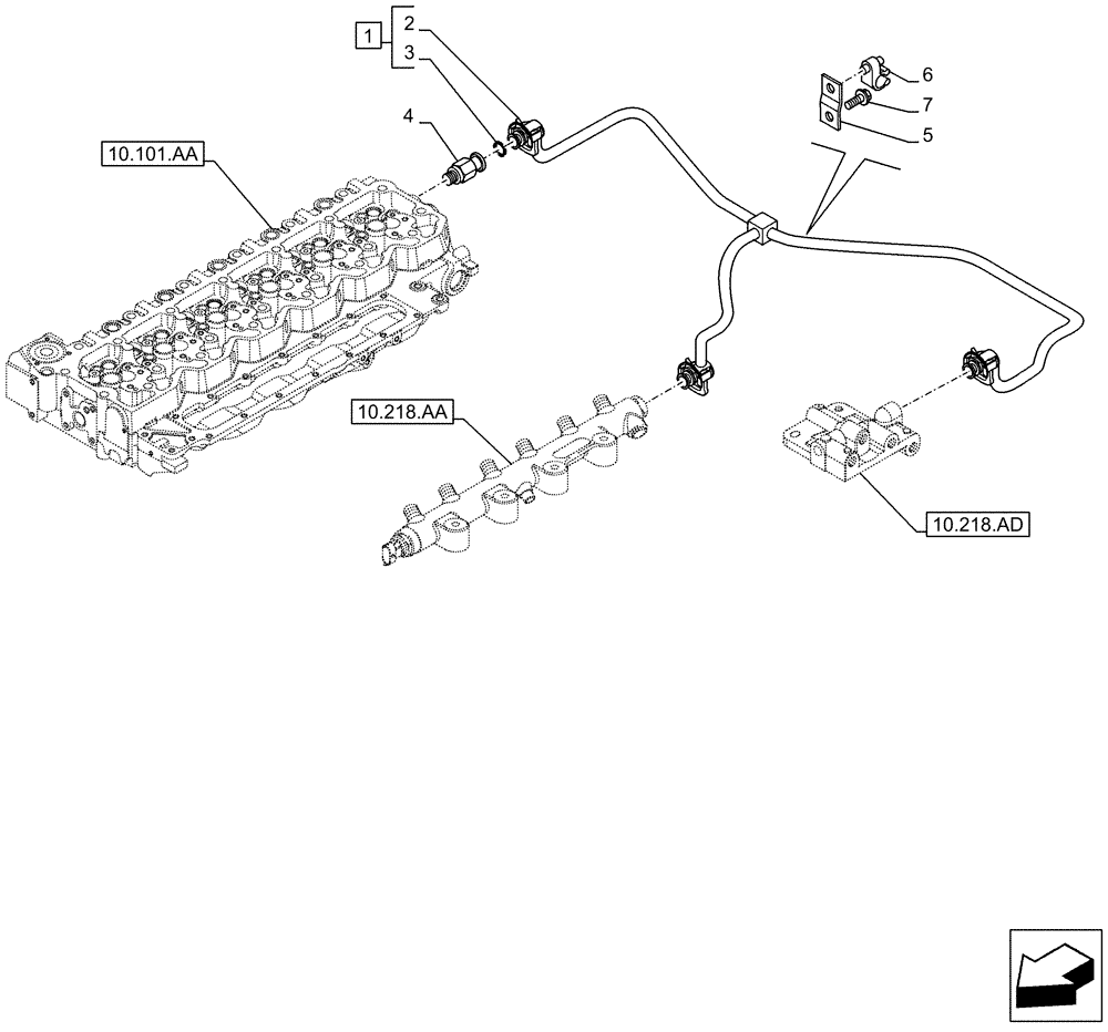 Схема запчастей Case F4HFA613M E001 - (10.218.AI[02]) - INJECTION PIPE (10) - ENGINE