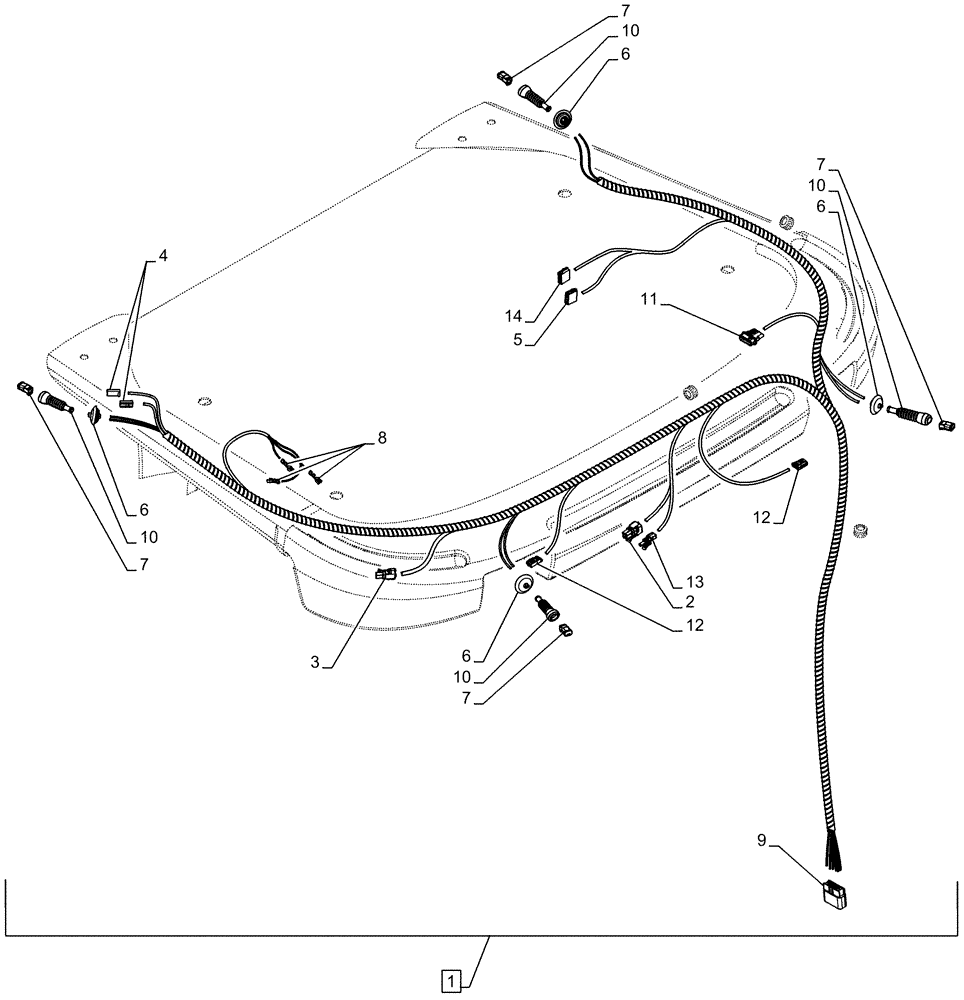 Схема запчастей Case 821F - (55.510.AH[01]) - CAB ROOF HARNESS ASSEMBLY (55) - ELECTRICAL SYSTEMS