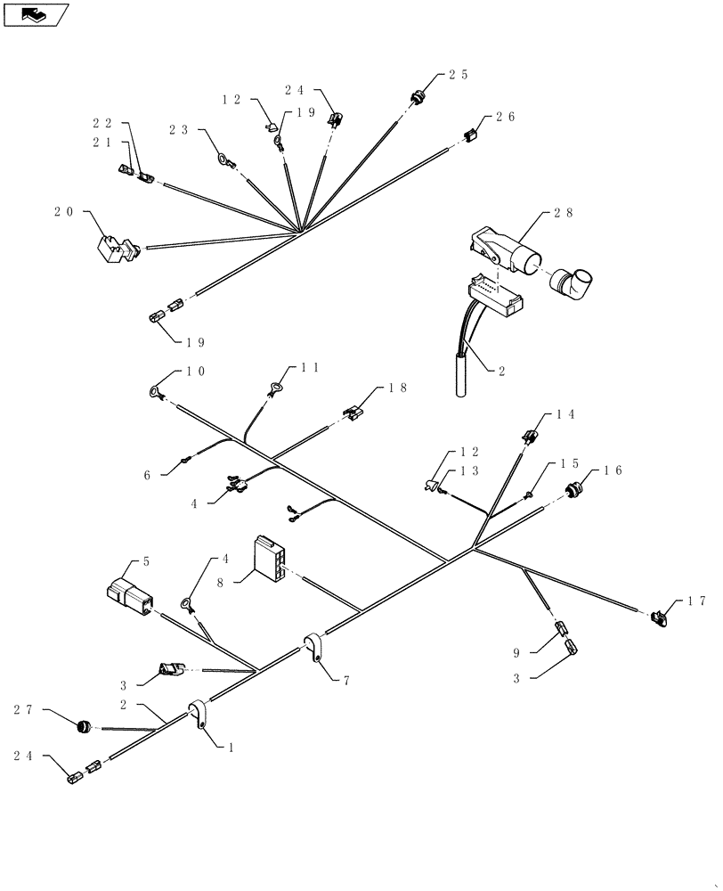 Схема запчастей Case 621F - (55.100.09[01]) - HARNESS, ENGINE AND REAR CHASSIS (55) - ELECTRICAL SYSTEMS