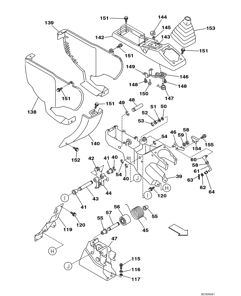 Схема запчастей Case CX800 - (09-27) - HAND CONTROL ARM, RIGHT - GREY (09) - CHASSIS