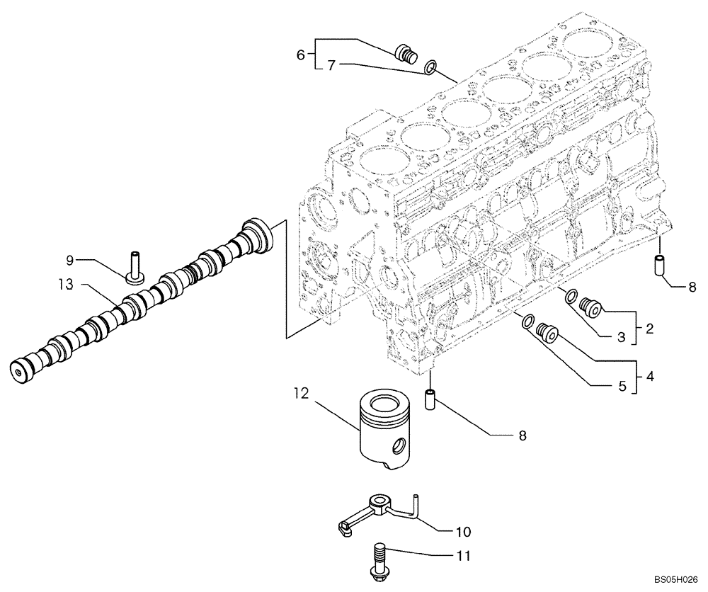 Схема запчастей Case 850K - (02-11) - CYLINDER BLOCK (02) - ENGINE