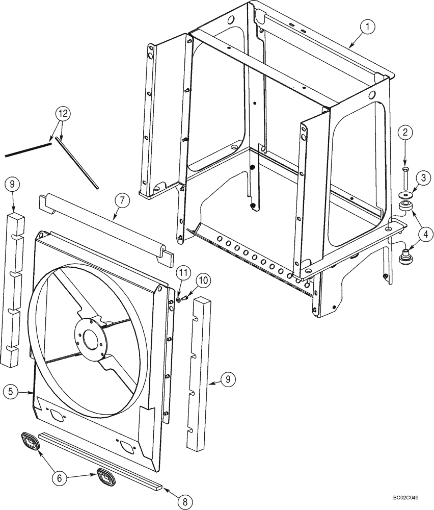 Схема запчастей Case 921C - (09-17) - RADIATOR WRAPPER - FAN SHROUD (09) - CHASSIS