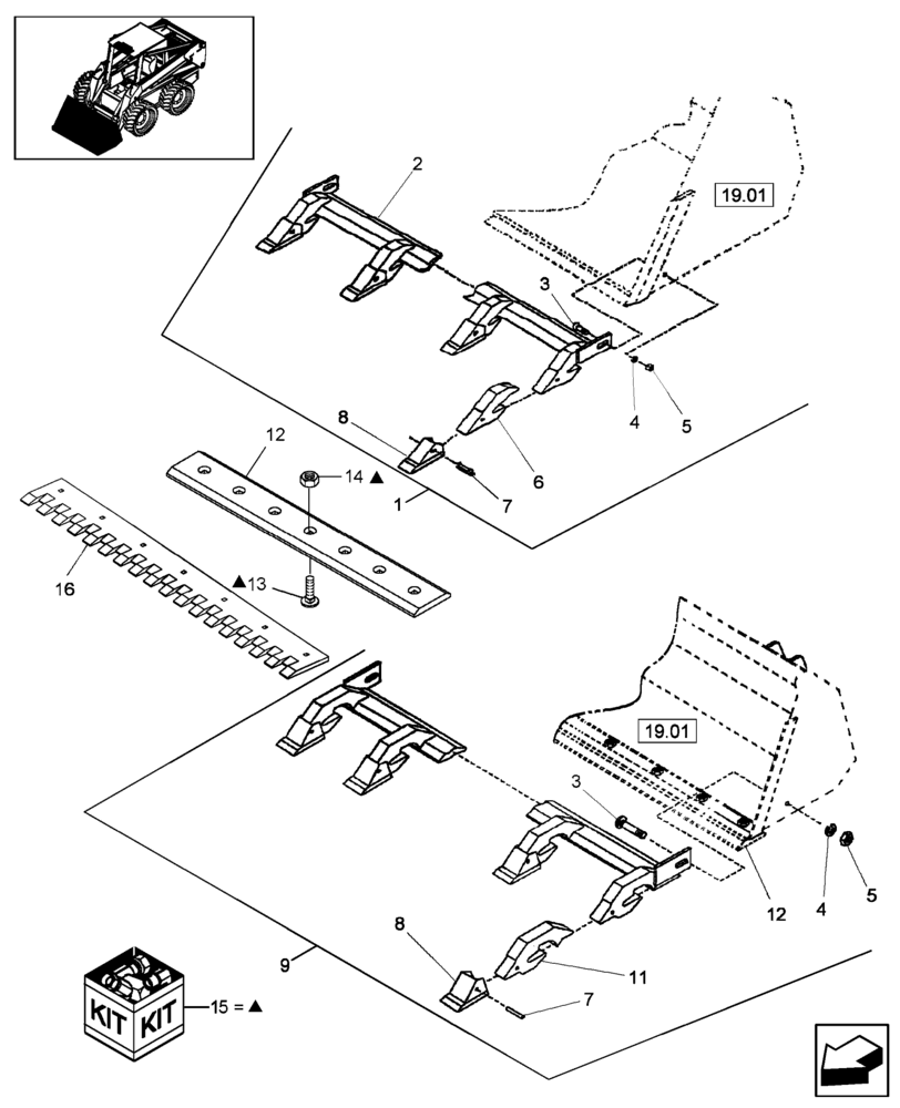 Схема запчастей Case 440 - (95.018.CCB) - 4 X 1 BUCKET (CONSTRUCTION), 440 (95) - CE ATTACHMENTS