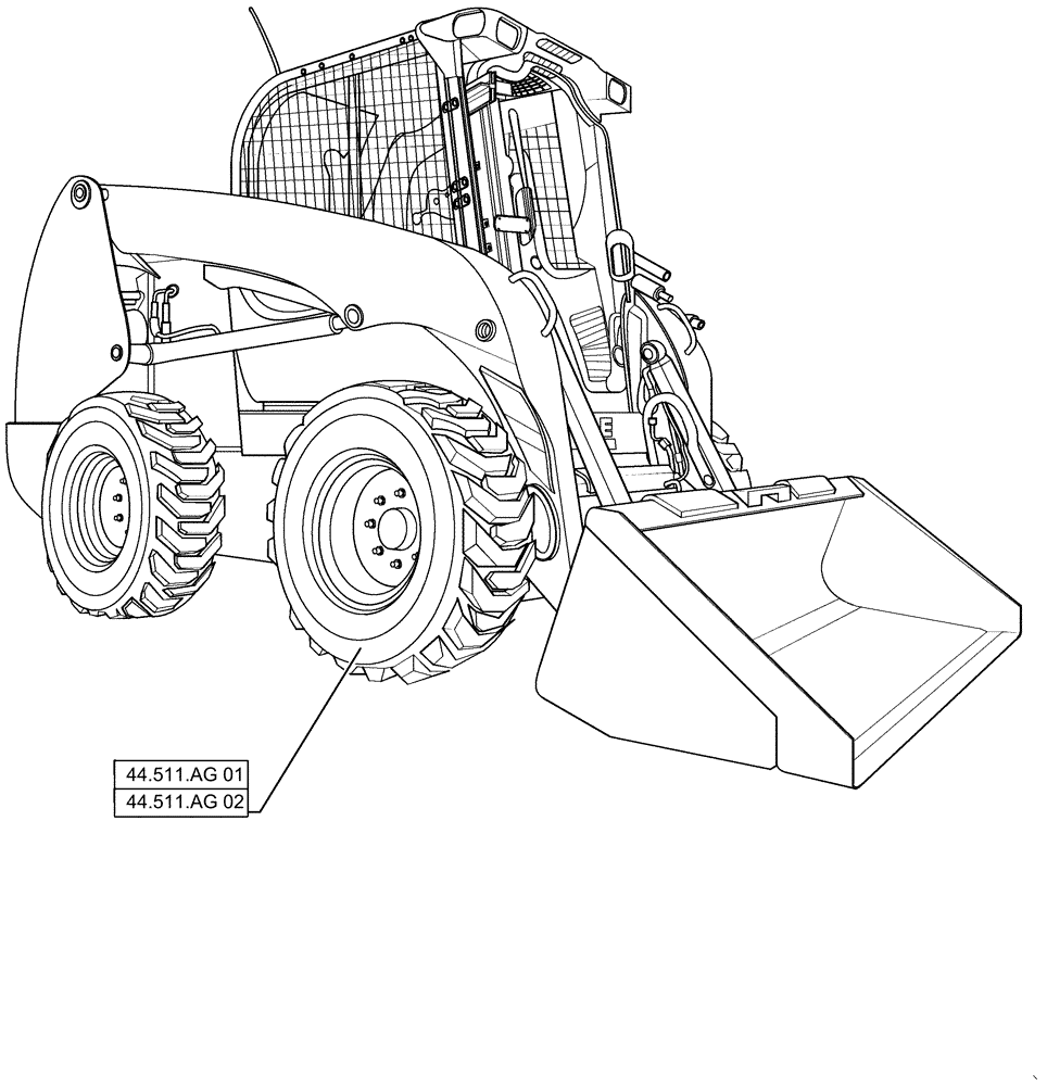 Схема запчастей Case SR200 - (44.000.00) - PICTORIAL INDEX - WHEELS (44) - WHEELS