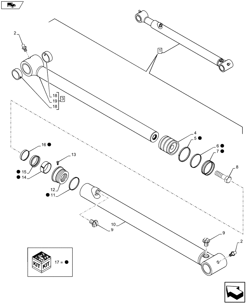 Схема запчастей Case 580SN - (35.737.0202[02]) - DIPPER CYLINDER - D9057 (35) - HYDRAULIC SYSTEMS