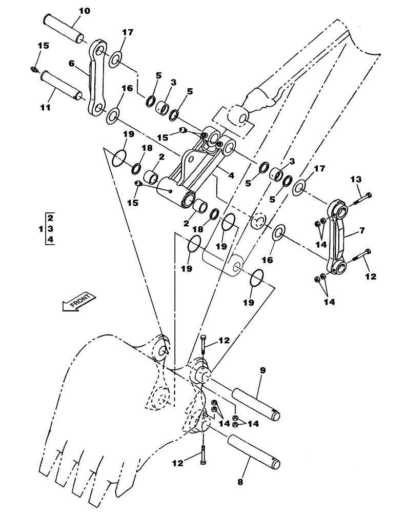 Схема запчастей Case CX350 - (09-121-00[01]) - BUCKET CONTROL (09) - CHASSIS