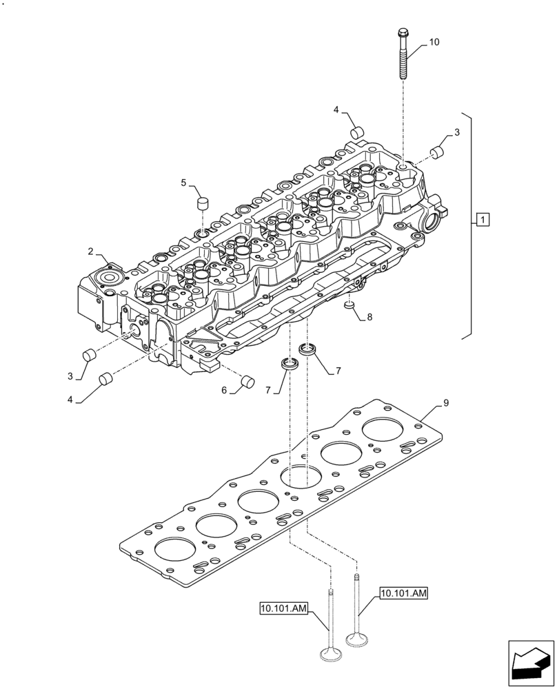 Схема запчастей Case F4DFE613N B006 - (10.101.AA) - CYLINDER HEAD (10) - ENGINE