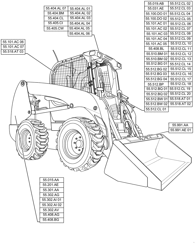 Схема запчастей Case SR200 - (00.000.55) - PICTORIAL INDEX - ELECTRICAL SYSTEMS (00) - GENERAL & PICTORIAL INDEX