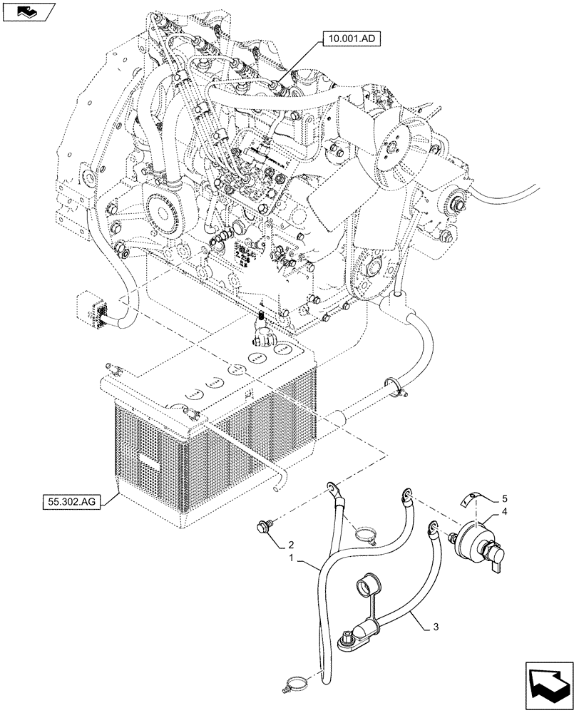 Схема запчастей Case TR270 - (55.302.AI[02]) - BATTERY DISCONNECT (55) - ELECTRICAL SYSTEMS