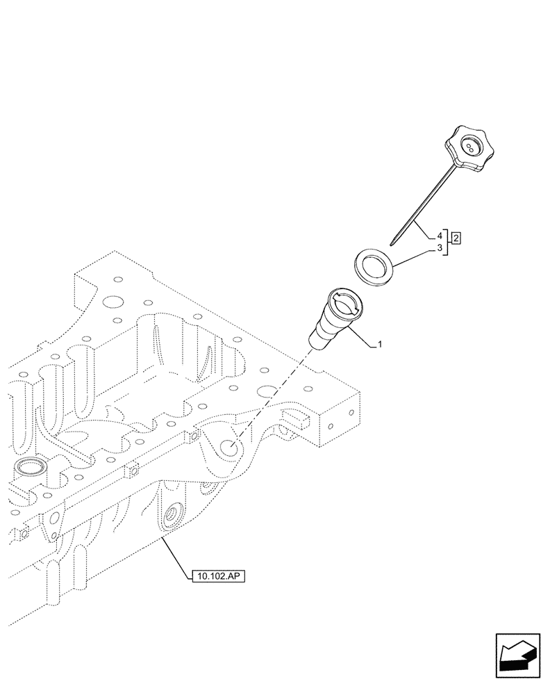 Схема запчастей Case F4DFE613N B006 - (10.304.AS) - DIPSTICK (10) - ENGINE