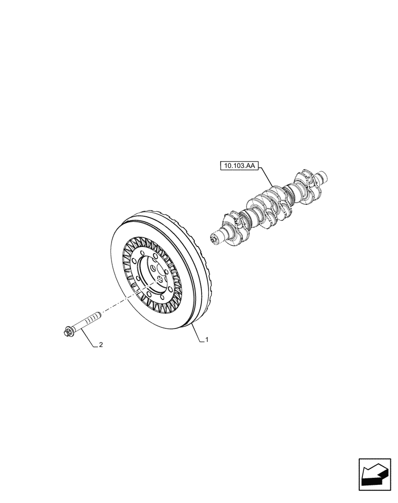 Схема запчастей Case F4DFE613N B006 - (10.110.AD) - CRANKSHAFT, DAMPER (10) - ENGINE