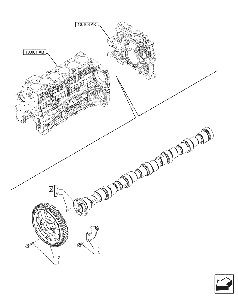 Схема запчастей Case F4DFE613N B006 - (10.106.AA) - CAMSHAFT (10) - ENGINE