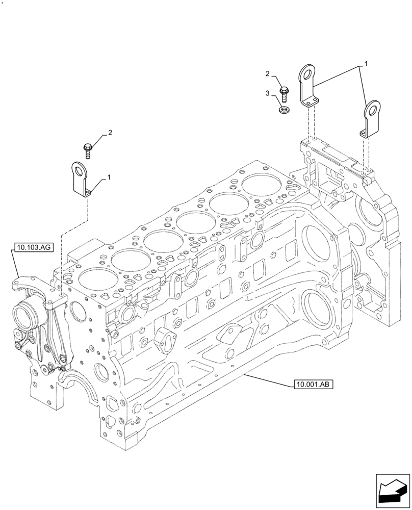 Схема запчастей Case F4DFE613N B006 - (10.001.AK) - ENGINE, SUPPORT (10) - ENGINE