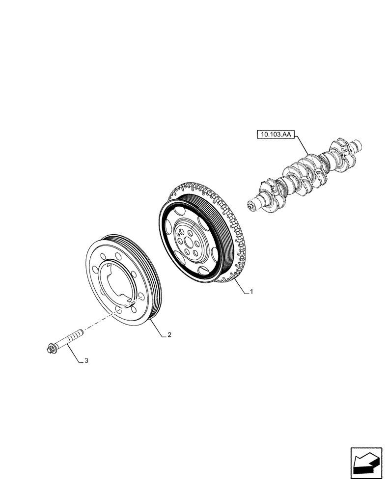 Схема запчастей Case F4DFE613N B006 - (10.103.AG) - CRANKSHAFT PULLEY (10) - ENGINE