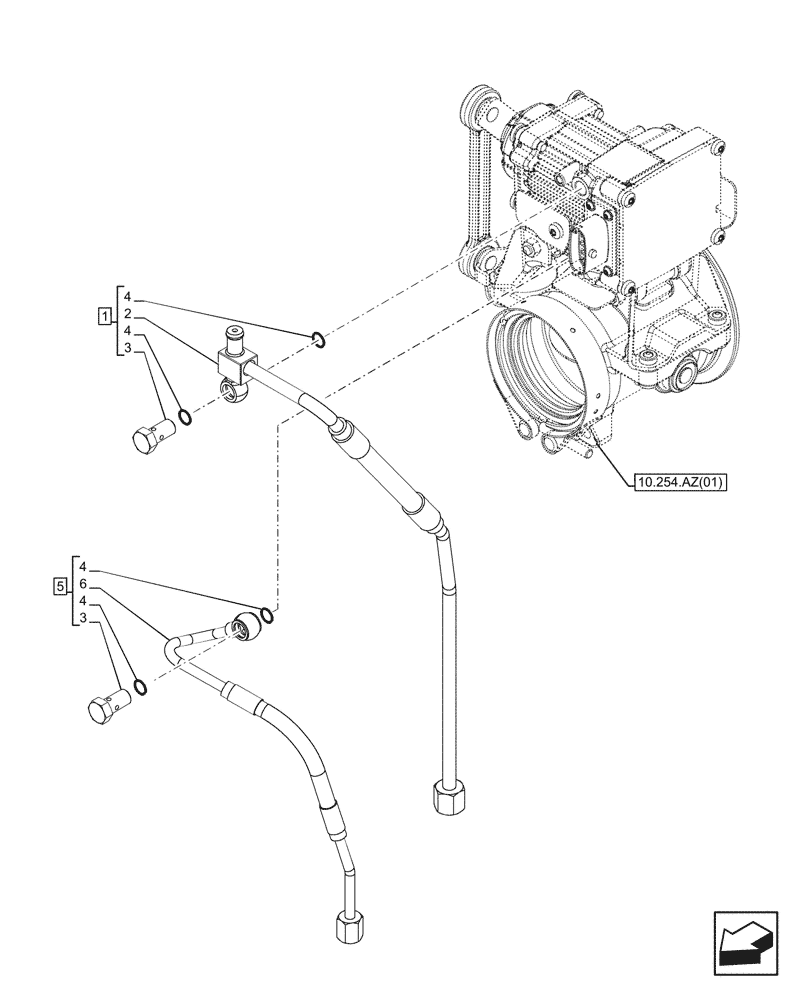 Схема запчастей Case F4DFE613N B006 - (10.254.AZ[02]) - ENGINE EXHAUST BRAKE, PIPE, WATER SUPPLY (10) - ENGINE