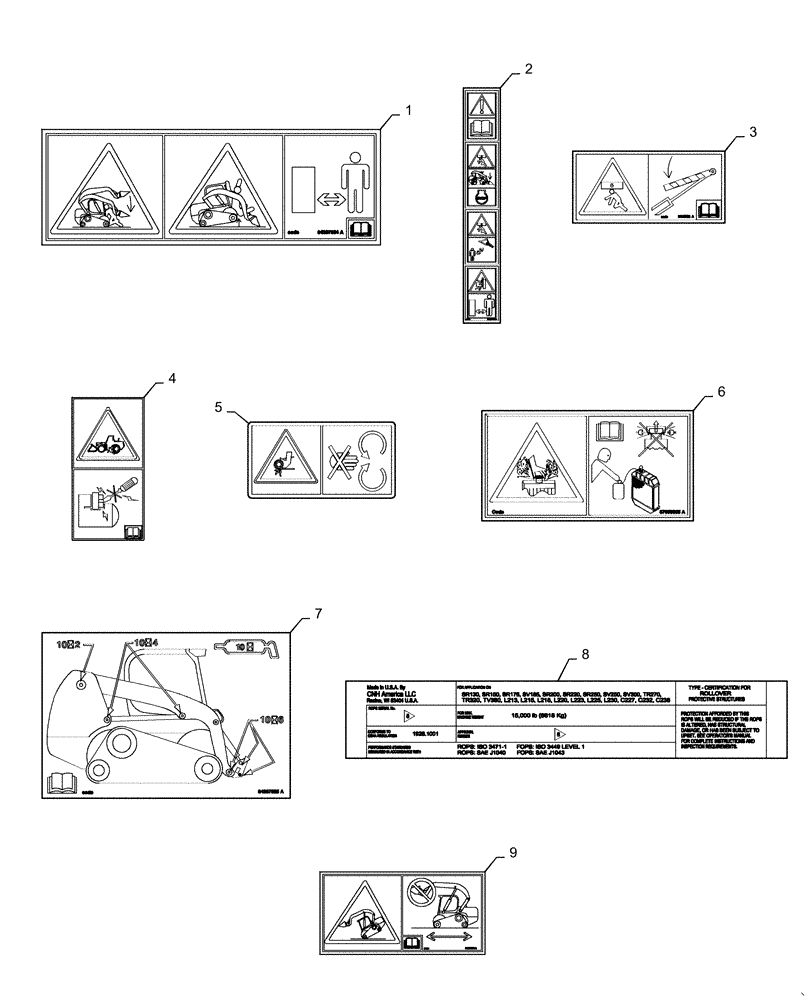 Схема запчастей Case SR200 - (90.108.AA[01]) - DECALS (90) - PLATFORM, CAB, BODYWORK AND DECALS