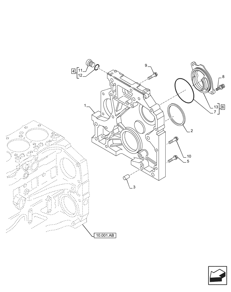 Схема запчастей Case F4DFE613N B006 - (10.103.AK) - FLYWHEEL & HOUSING (10) - ENGINE