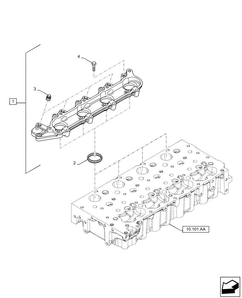 Схема запчастей Case SV300 - (10.101.AB[01]) - CYLINDER HEAD, COVER (10) - ENGINE