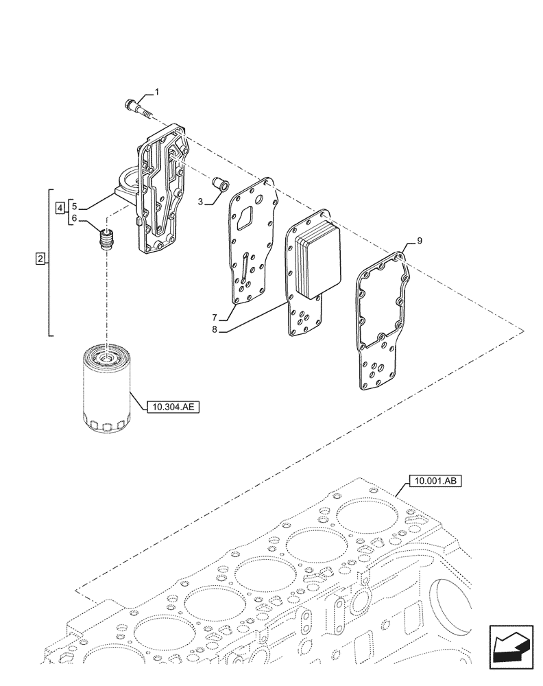 Схема запчастей Case F4DFE613N B006 - (10.408.AC) - HEAT EXCHANGER (10) - ENGINE