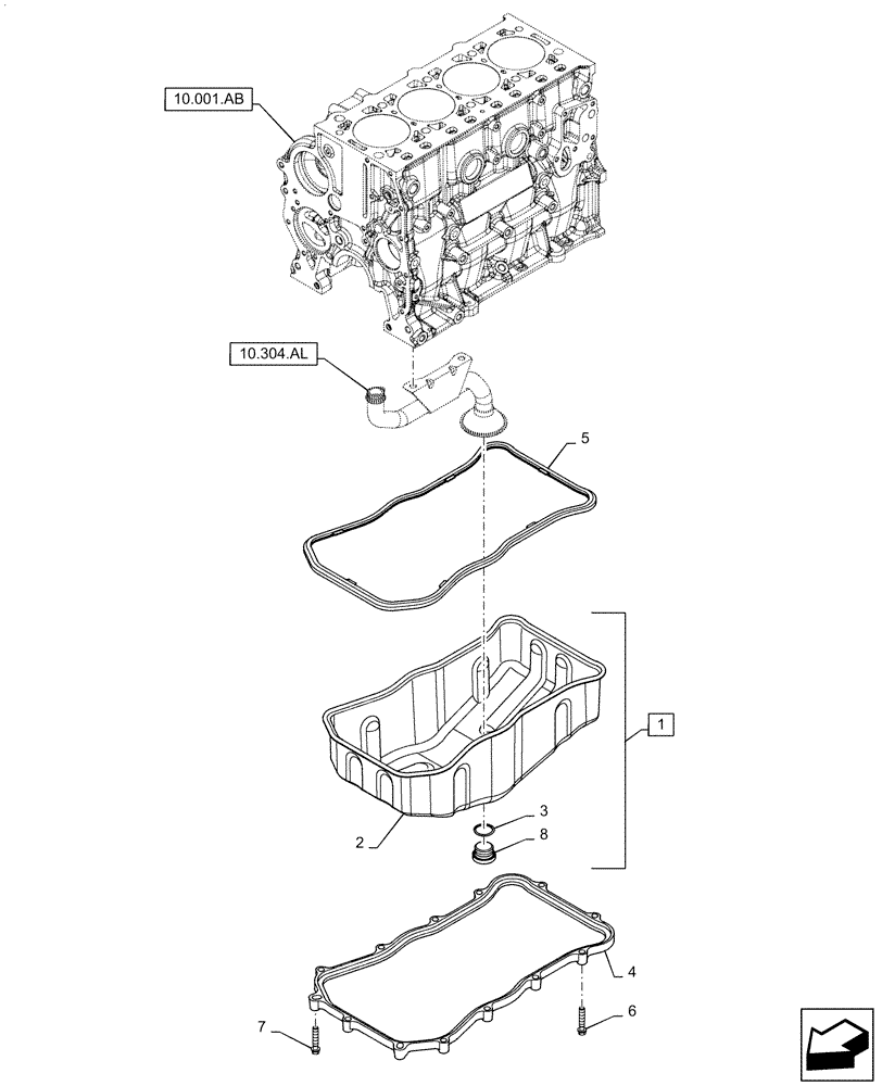 Схема запчастей Case SV250 - (10.102.AP) - OIL SUMP & RELATED PARTS (10) - ENGINE