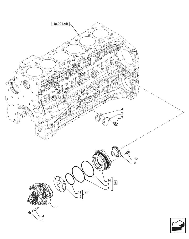 Схема запчастей Case F4DFE613N B006 - (10.218.AQ[01]) - FUEL INJECTION PUMP (10) - ENGINE