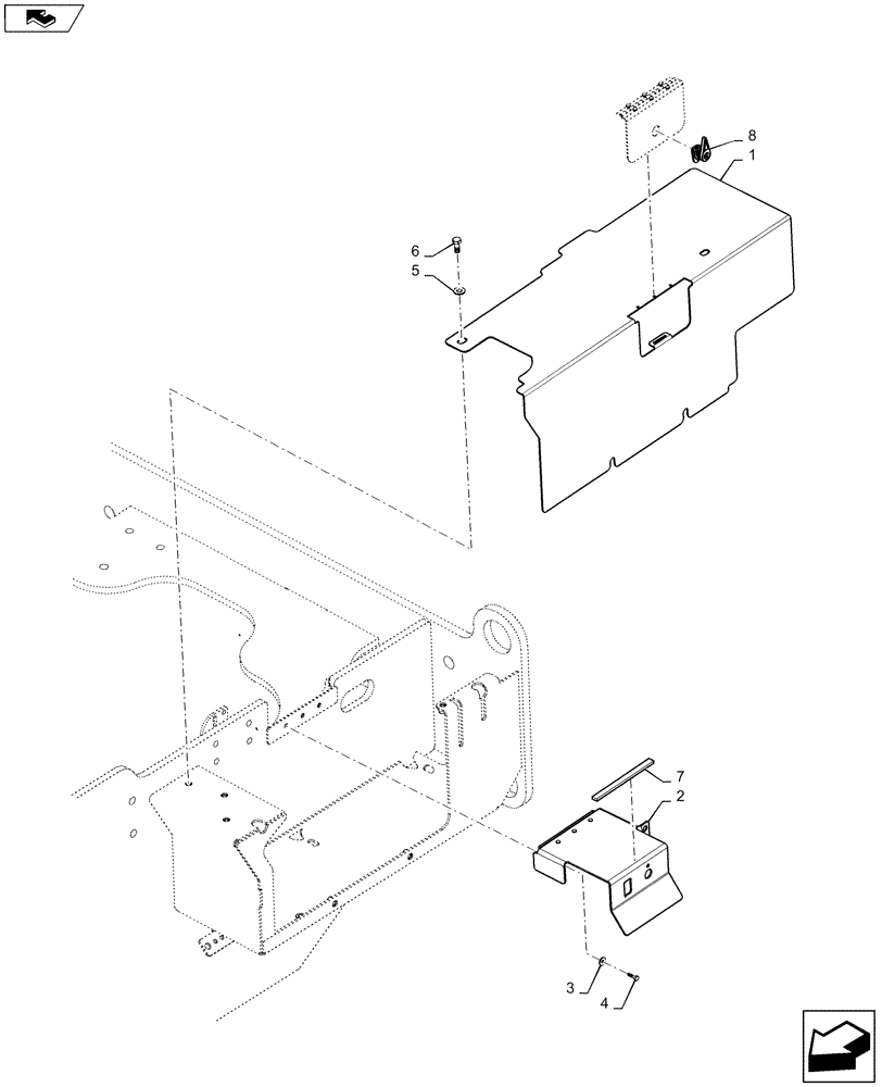 Схема запчастей Case 821F - (39.100.AH[03]) - BATTERY CASE COVER (39) - FRAMES AND BALLASTING