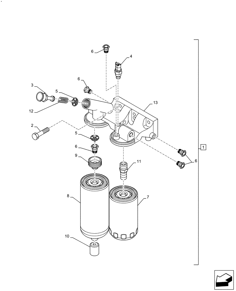 Схема запчастей Case F4DFE613B B006 - (10.206.AG) - FUEL FILTER (10) - ENGINE